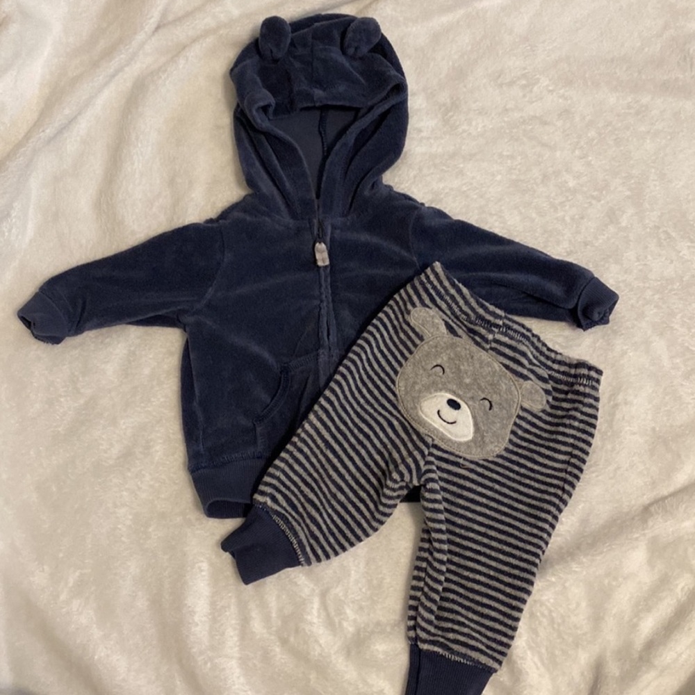 Carter’s 3 Months (3M) Outfit Bear Hoodie Navy Gray